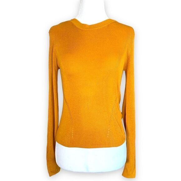 Divided By H&M Sweater Lightweight Yellow High Crewneck Long Sleeve Ribbed Knit - Picture 10 of 10